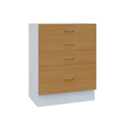 MS - 6Z41 spodní skříňka, 4-zásuvková, 908x654x600, korpus bílý, čílka buk royal